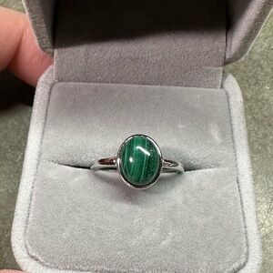 Natural Malachite adjustable ring NWOT